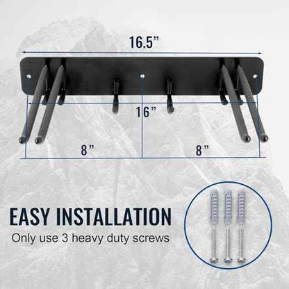 Wall Mount Ski Storage Rack,Garage Snowboard Storage Organizer 4 Pairs Metal Hooks Indoor Outdoor System Organization (Black 1pack)
