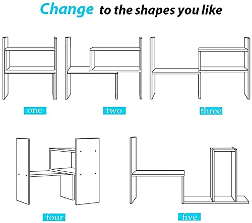 Sorfity Desktop Bookshelf Desk Storage Organizer Adjustable Wood Desktop Display Shelf Rack Counter Office Storage Rack Top Bookcase - Free Style Display Natural Stand Office Supplies Desk Organizer