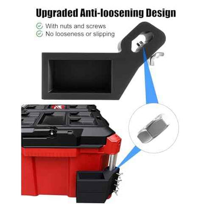 Extension Level Mount Holder Compatible with Milwaukee Packout Toolbox, Level or Vertical Ruler Stand Heavy Duty Level Mount Bracket Kit for Side and Top Mounting, 4 Packs Black