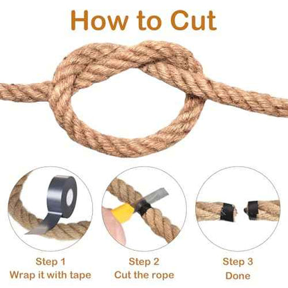 Thick Twisted Manila Ropes 1Inch¡¿100ft Natural Jute Rope Heavy Duty Hemp Rope for Swing Bed, Crafts, Railing, Tug of War, Landscaping, Gardening, Bundling, Hammock, Home Decorating