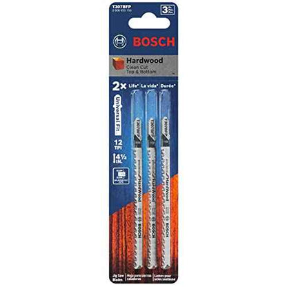 BOSCH T307BFP 3 pc. 4-1/2 in. 12 TPI Precision for Hardwood Jig Saw Blades