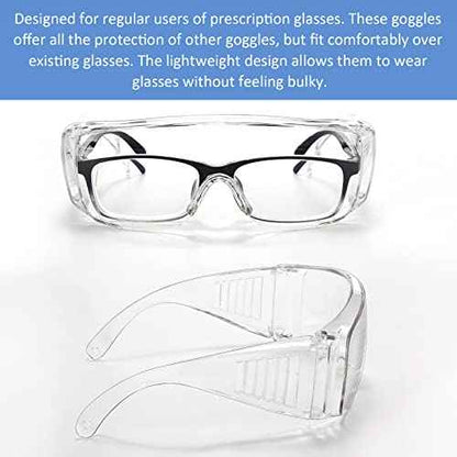 Queekay Safety Glasses over Eyeglasses Anti Dust Impact Scratch Safety Goggles for Men Women Nurses Workers Architect Lab