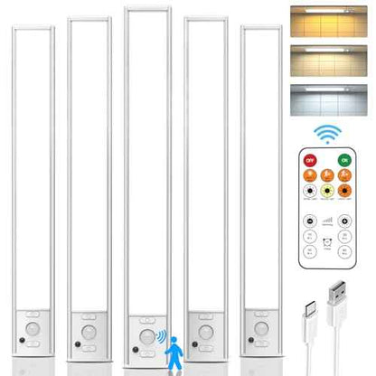 Under Cabinet Lights Wireless, 12'' Rechargeable Motion Sensor Light Indoor, 3 Color Temperature Dimmable Closet Lighting with Remote, Under Counter Lights for Kitchen, Pantry, Stairs, Wardrobe