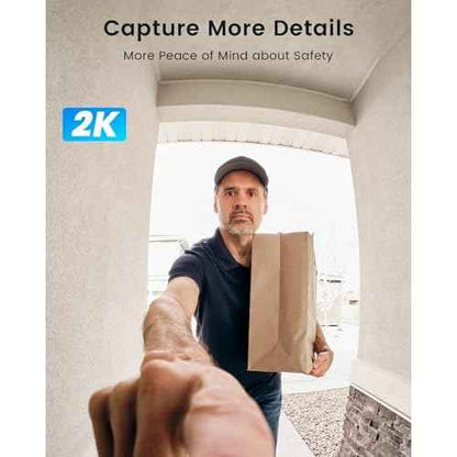 ieGeek 2K Wireless Doorbell Camera No Subscription with 145¡Æ Adjustable Angle Mount, Smart Video Doorbell with Chime, Motion Detection, 2-Way Talk Voice Changer, Works with Alexa, Only 2.4Ghz WiFi