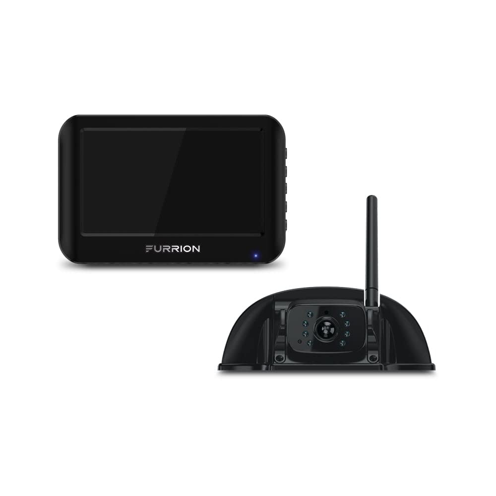 Furrion Vision S Wireless RV Backup Camera System with 5-Inch Monitor, 1 Rear Sharkfin, Infrared Night Vision, Wide-Angle View, Hi-Res, IP65 Waterproof, Motion Detection, Microphone - FOS05TASF
