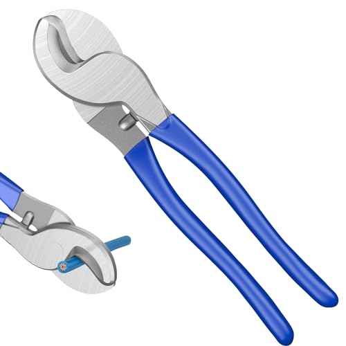 10 Inches Cable Cutter, High Leverage Heavy Duty Wire Cutters Cable Cutters Heavy Duty for Cutting Aluminum, Soft Copper, and Communication Cables(Avoid Pinching Fingers Design Included)-Blue