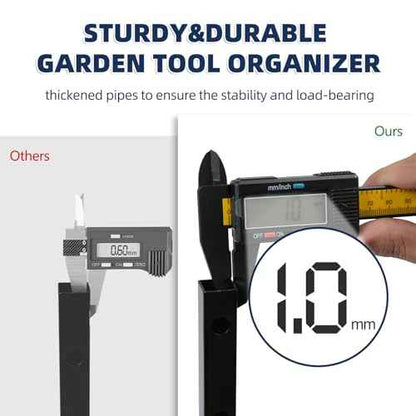 Garden Tool Organizer and Storage, Yard Tool Organizer for Garage Up to 41 Tools, 3-tire Yard Tool Holder Holding Long Handled Tools for Shed Garden Outdoor