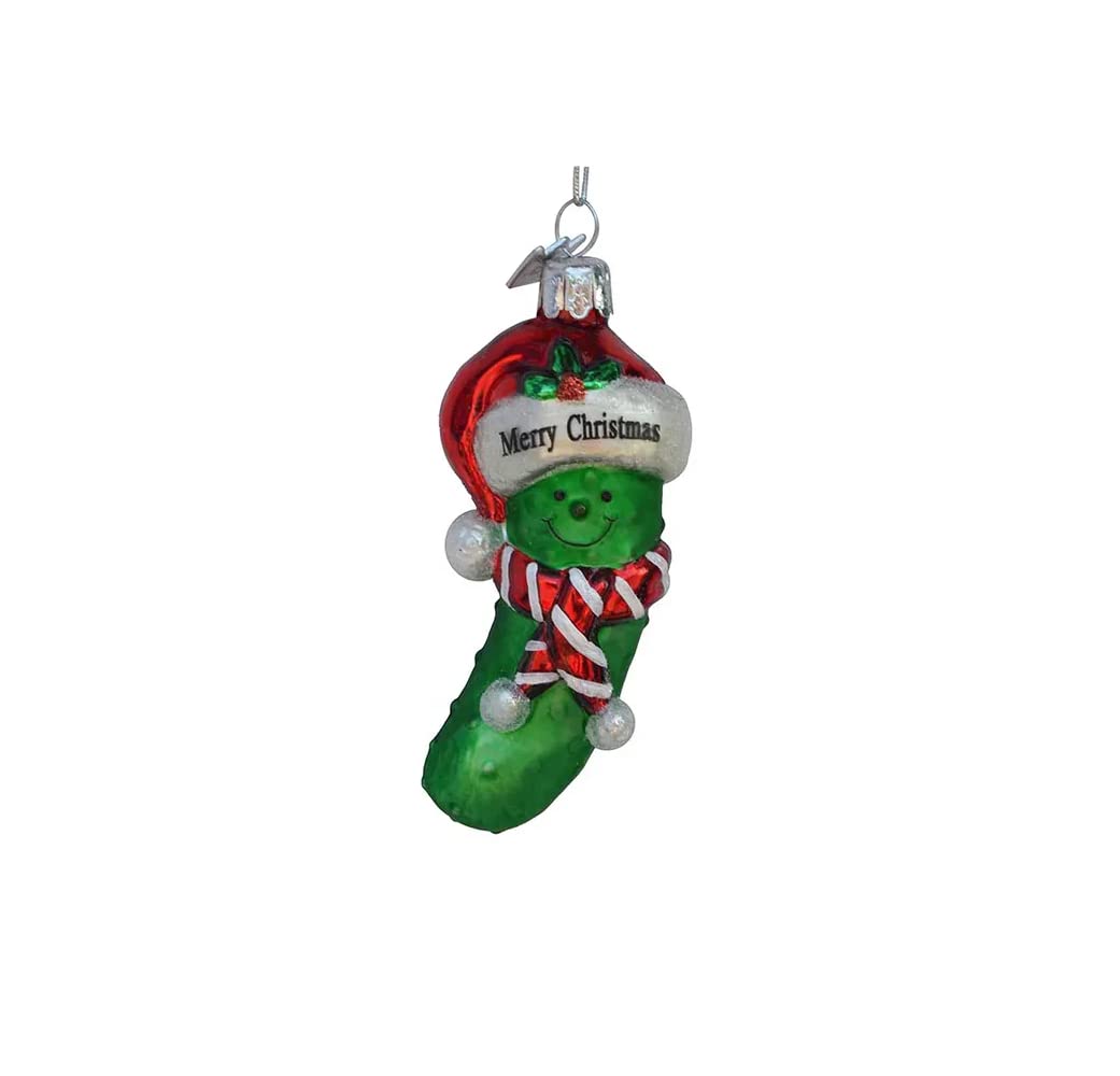 Kurt S. Adler Noble Gems Merry Christmas Pickle Glass Ornament