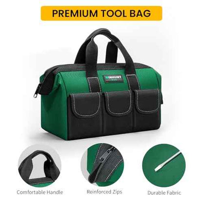 Tool Bag 3 Pack, Tool Organizer Set with Multiple Pockets, 12/15/17 inch Tool Bag Organizer, Oxford Fabric, Green