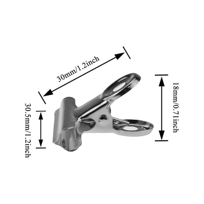HAHIYO 1.25inch Silver Bulldog Clips Metal File Hinge Binder Clips Clamps Save Space Strong Spring Jaws Rock Solid Grip Book Lay Flat Deburred Edge for Hang Photos Wall Grid Dog Food 20PCS