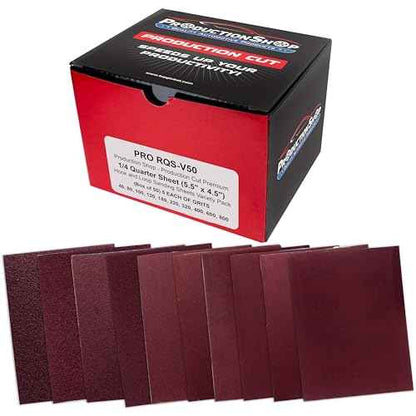 Premium 1/4 Sheet Size Red Sanding Sheets, 50 Sheet Variety Pack, Grits 40, 80, 100, 120, 180, 220, 320, 400, 600, 800 - Hook & Loop Backing Sandpaper - Palm Sanders, Sanding Blocks
