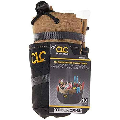 CLC Custom LeatherCraft 1148 Drawstring Bucket Bag, 18 Pocket , Black