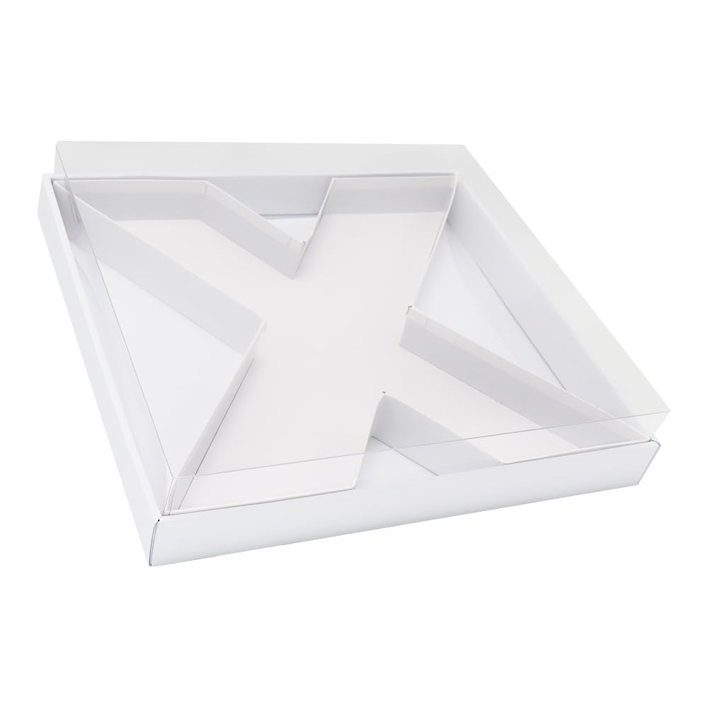 WENPACK 12.5" Cardboard Letter Shaped Mache Decorative Strawberries Fillable Sweets Candy Box with Clear Lid (White, X)