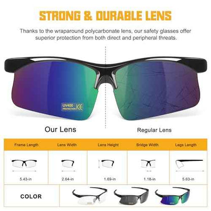 OXG Safety Glasses for Men Women, ANSI Z87.1 Unisex Protective Eyewear Impact Resistant UV Protection