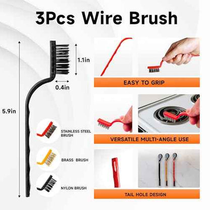 6PCS Razor Blade Scraper Tool, 3Pack Razor Scraper Set with Extra 40Pcs Blades and 3Pcs Wire Brush Set, Glass Top Stove Scraper, Paint Scraper, Cleaning Scraper Tool for Windows, Glass, Sticker