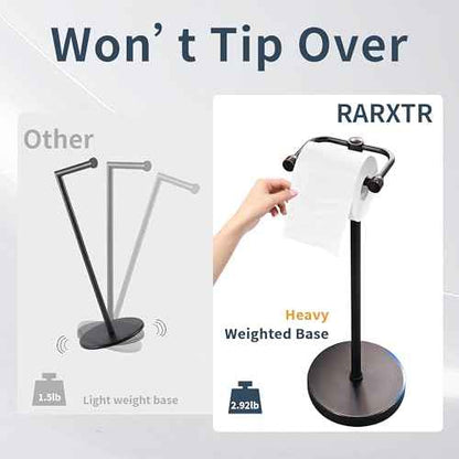 Toilet Paper Holder Stand, Post Pivoting Design Free Standing Toilet Paper Holder, SUS304 Stainless Steel Toilet Paper Roll Holder, Heavy Stable Base (Oil Rubbed Bronze)