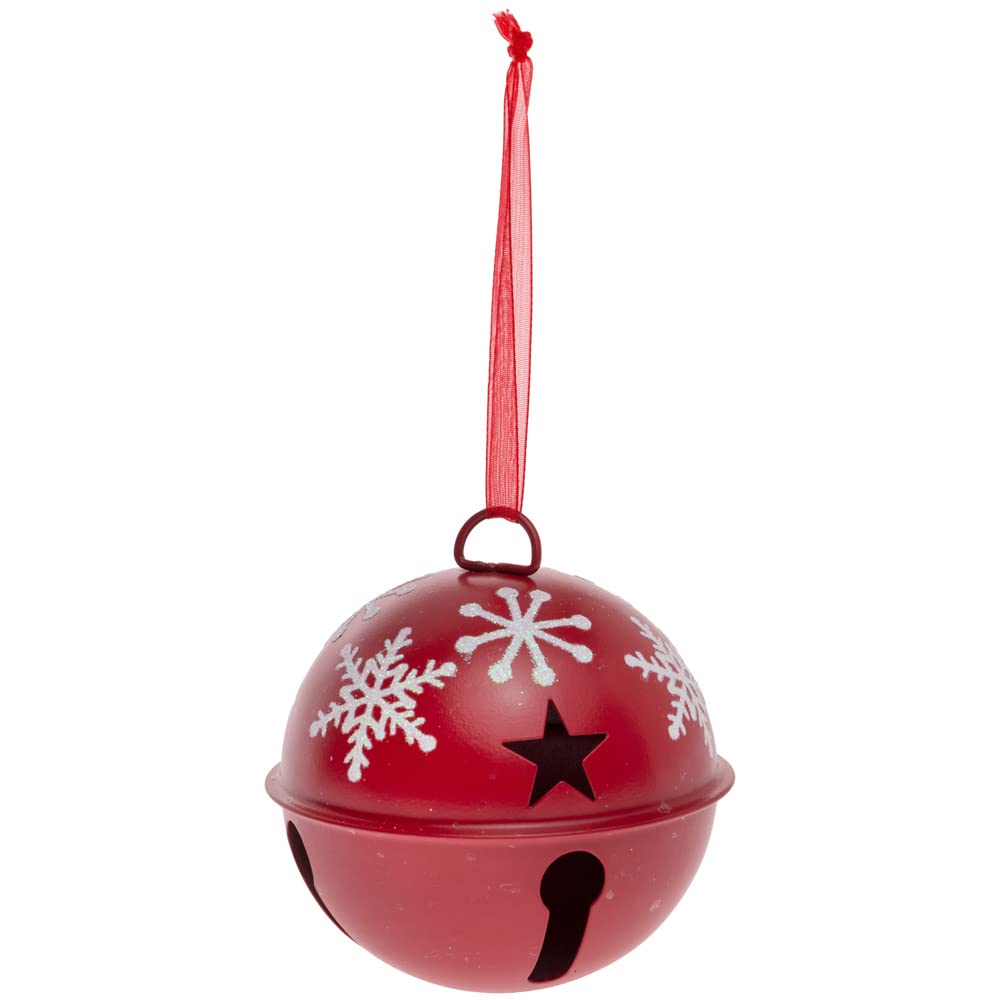 Boston International Christmas Winter Holiday Xmas Bells Tree Ornaments, Set of 3, Red & White