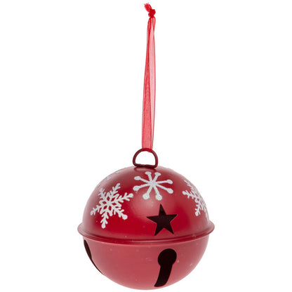 Boston International Christmas Winter Holiday Xmas Bells Tree Ornaments, Set of 3, Red & White