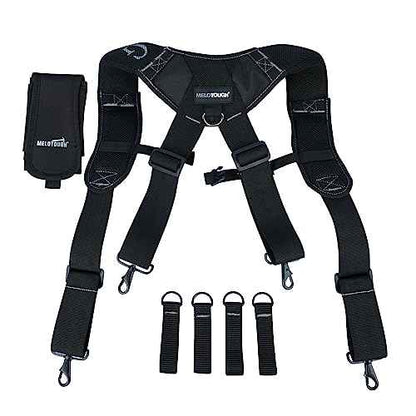 MELOTOUGH Work Belt Suspender Tool Belt Suspenders Bag Suspenders for Men Heavy Duty with Gel Shoulder Pad Detachable Phone Holder for Construction/Electrician/Contractor/Carpenter
