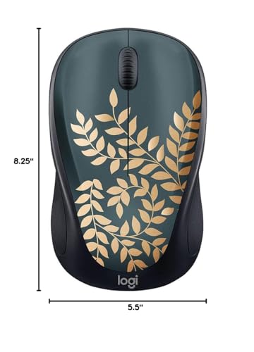 Logitech - Design Collection Limited Edition Wireless Compact Mouse with Colorful Designs - Golden Garden