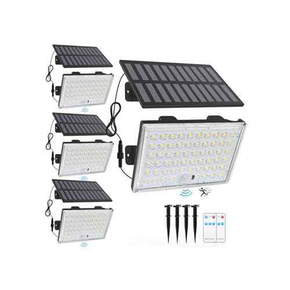 Outdoor Solar Lights, Split Solar Motion Sensor Outdoor Lights with Remote Control, IP65 Waterproof Solar Lights, 3500LM LED 3Modes Flood Lights for Yard,Patio,Barn,Garage, 4 Pack