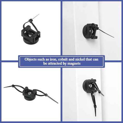Yookeer 50 Pcs Magnetic Zip Tie Mount Base Black Magnetic Cable Clips Wire Holder Multipurpose Cable Ties Management Base Electrical Supplies for Wire (22 mm)