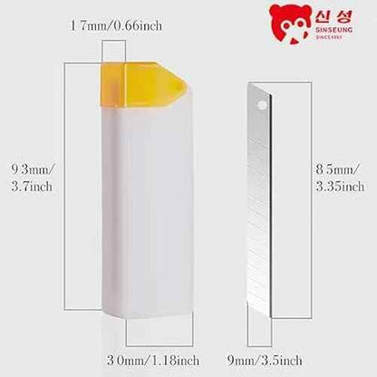 20PCS 9MM Heavy-Duty Carbon Steel Utility Knife Replacement Blades, Snap Off Blades with Blade Breaker and Recycling Box, 9mm Cutting Blades, 60 Degree