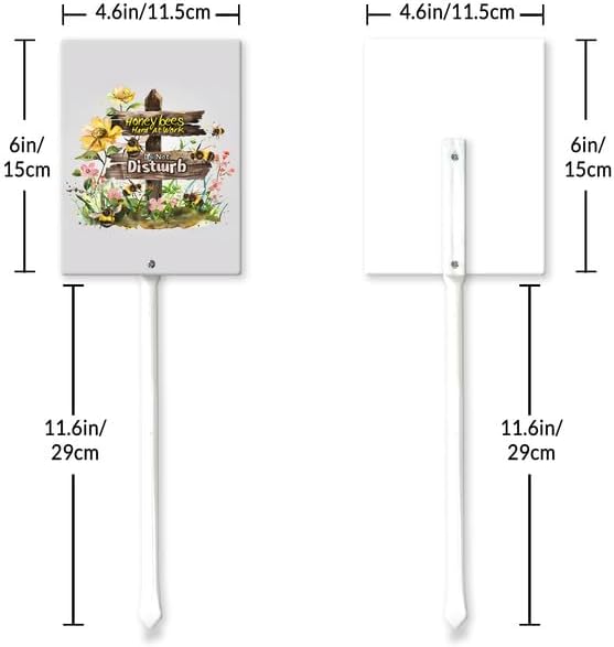 Uptell Honeybees Hard At Work Do Not Disturb Yard Signs with Stakes Aluminum Sign for House/Front Door and Business Outdoor Decoration 8x12 Inch