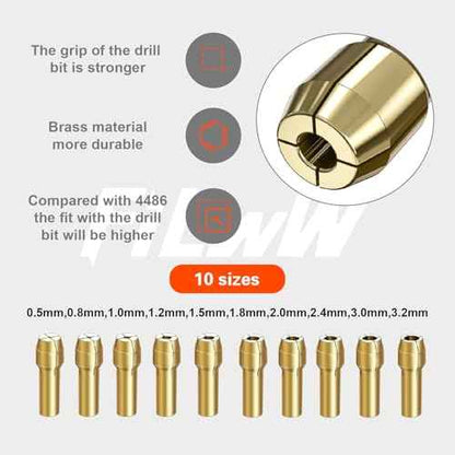 Drill Chuck Collet Set for Dremel, 16PCS 0.8-3.2mm Replacement 4486 Drill Keyless Bit Chuck Shank Rotary Tool Quick Change Adapter