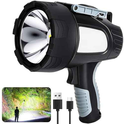 Rechargeable Spotlight Flashlight, 99,000 Lumen Super Bright Led Spotlight with 6 Modes & Foldable Tripod, Powerful Spot Light 30H Long Runtime, Handheld Spot Light for Outdoor Boating H?nting