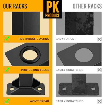 Trailer Tool Rack Shovel Holder - Shovel Rack for Trailer with 6 Tool Holes with Rubber Grommets