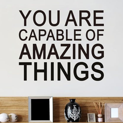 Inspirational Quotes Wall Stickers for Office: Motivational Gym School Classroom Garage Bedroom Vinyl Art Wall Decals - You are Capable of Amazing Things 18" X 15"