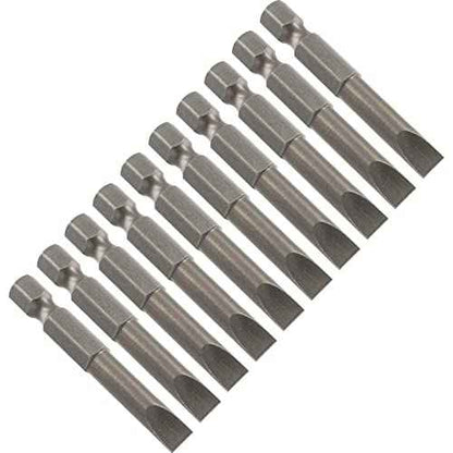 10 Pcs SL6 Magnetic Slotted Screwdriver Bits S2 Steel Flat Head Screwdriver Bits with 1/4 Inch Hex Shank, 2 Inch Length