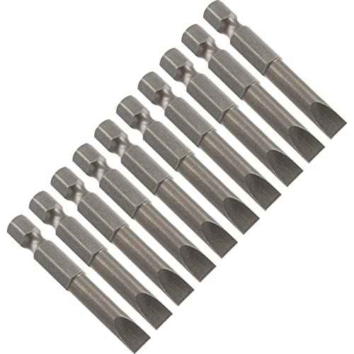 10 Pcs SL6 Magnetic Slotted Screwdriver Bits S2 Steel Flat Head Screwdriver Bits with 1/4 Inch Hex Shank, 2 Inch Length