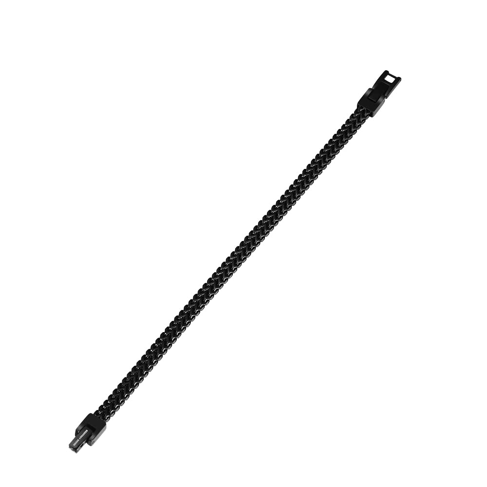 Geoffrey Beene Men’s Stainless Steel Double Franco Chain Black Bracelet with Extension (Black, 8.5")