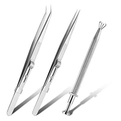 3 Pack Diamond Holder Pick Up Tool - Stainless Steel Tweezers with Diamond Claw and Stone Jewelry Grabber