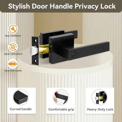 KAMOTA Privacy Door Levers, 5 Pack Matte Black Door Handles Bed and Bath Door Locks Interior Keyless Locksets, Left and Right Hand Reversible
