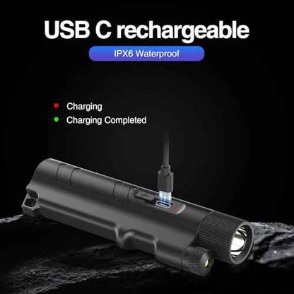 DARKFANG EDC Flashlight with Green Beam, Long Range Portable Flashlight for Hiking and Camping Outdoor