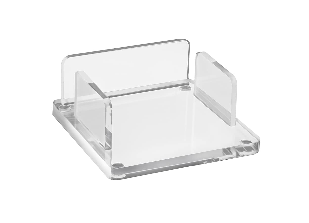 Kantek Clear Acrylic Sticky Note Dispenser, 3"x3" Note Pad Holder, 3.9" x 3.9" x 1.5", Office Memo Organizer, Desk Accessory