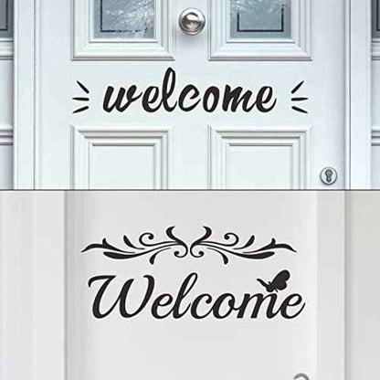 2 Sheets Welcome Sign Stickers - Peel & Stick Vinyl Decals for Front Door, Welcome Letters, Entryway, Office, Bedroom & House Doors