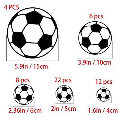 52 Pcs Soccer Stickers, Easy to Peel and Stick Soccer Balls Wall Stickers, Wall Art DIY Football Decor Decals for Kids Room, Boys Teen Girl Bedroom Playroom Living Room Window Door Decoration