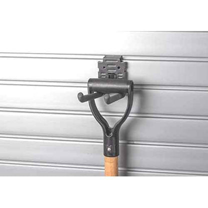 HandiWall 4" Double Hook with Locking Bracket for Tool Storage on Garage Slatwall Panels