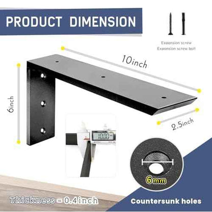 Countertop Support Bracket 10 inch 3 Pack Granite Countertop Bracket 10" x 6" x 2 1/2" Heavy Duty Shelf Bracket L Bracket Mantel Corbels for Wood/Quartz/Concret/Laminate Countertops