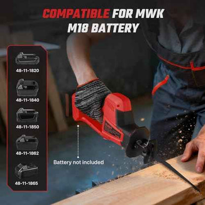 Reciprocating Saw for Milwaukee M18 Battery,Cordless Sawzall with 8 Blades,0-3000SPM Variable Speed, Cordless Reciprocating Saws for Wood/Metal/PVC Cutting(Battery Not Included)
