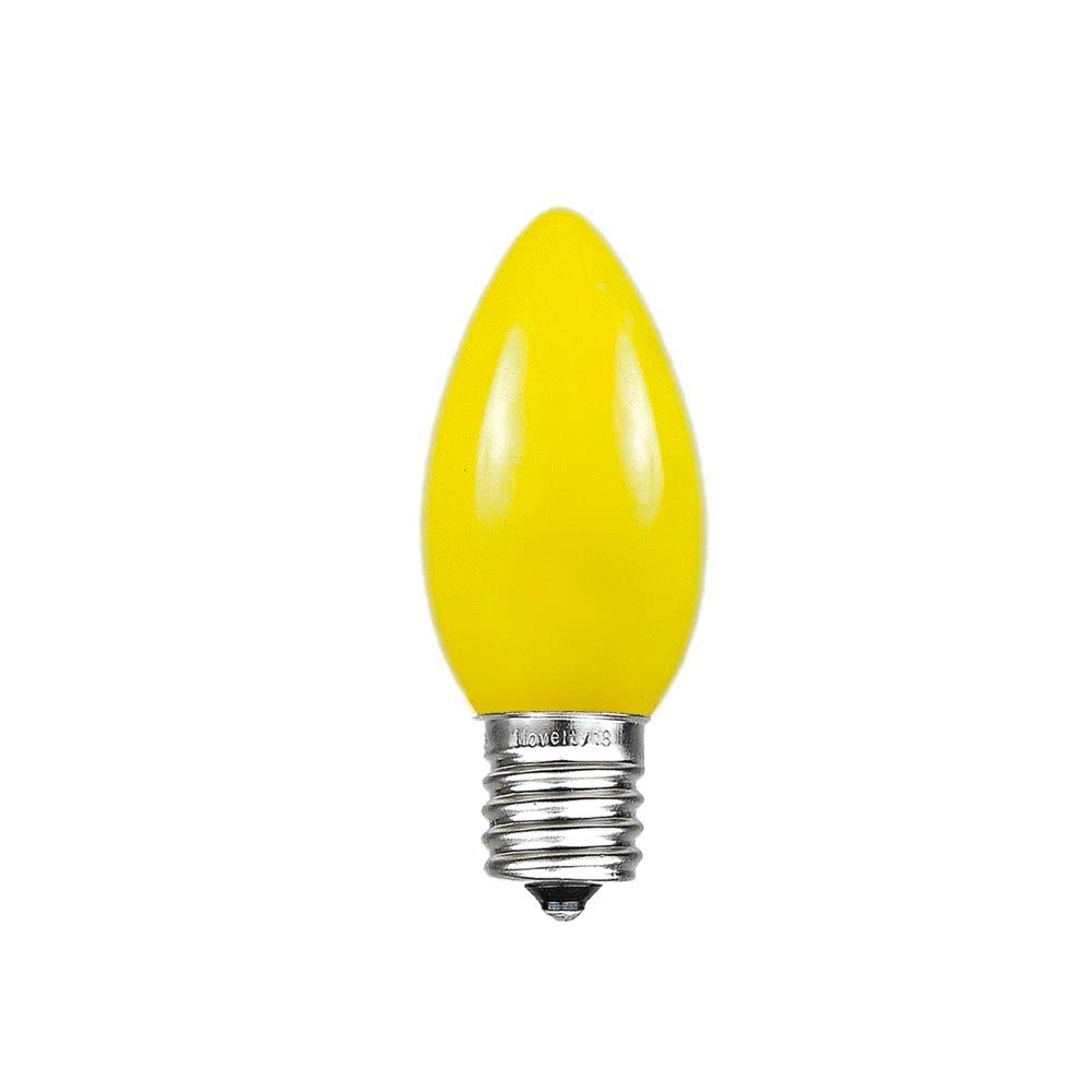 Novelty Lights, Inc. C7-5C-YE Ceramic Outdoor Patio Party Christmas Replacement Bulbs, Yellow, 25 Pack