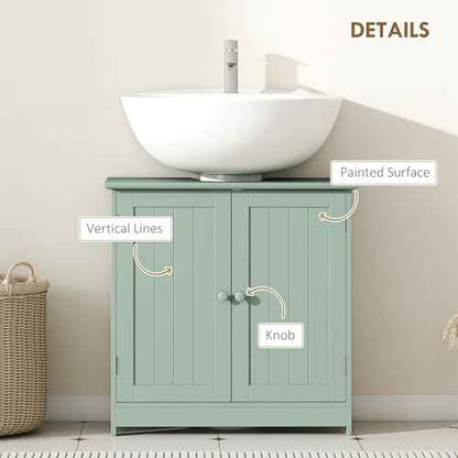 HOMCOM Under Sink Bathroom Cabinet, Pedestal Sink Storage Cabinet with 2 Doors, Shelf and U-Shape, Dark Green