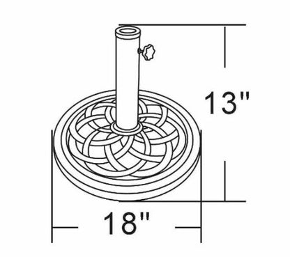 DC America UBP18181-BR 18-Inch Cast Stone Umbrella Base, Made from Rust Free Composite Materials, Bronze Powder Coated Finish