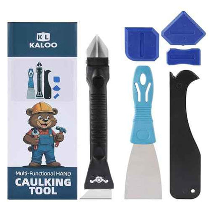 Silicone Caulk Remover Tool Kit, Grout Caulk Removal Tool, Putty Knife Scraper, 3 Glass Glue Corner Scrapers, Great for Kitchen Sinks, Bathroom and Window Frame