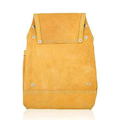 LAUTUS Nubuck Top Grain Leather Tool Pouch Bag | Carpenter, Construction, Framers, Handyman | 10 Pockets, 2 Hammer Holders | 100% Leather |