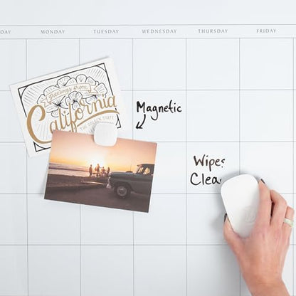 U Brands Magnetic Dry Erase Calendar Whiteboard for Wall, 23"x17", Dry Erase Board Calendar with Silver Aluminum Frame, Includes a Magnet and a Marker